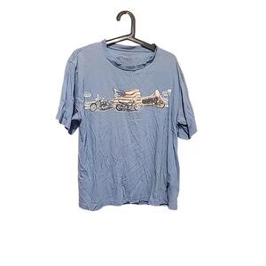Buckhorn River Size M 100% Cotton Blue American Flag Motorcycle Short Sleeve Tee